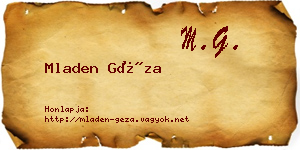 Mladen Géza névjegykártya